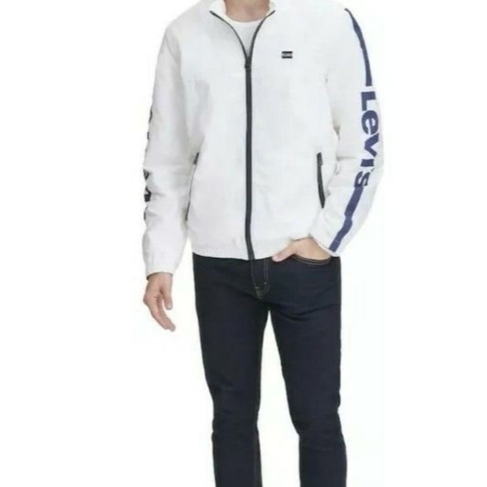 Levi’s Windbreaker White Spelled out Zip Jacket Sz XL New